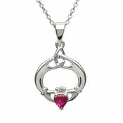 Sterling Silver Claddagh &amp;amp; Trinity Knot July Birthstone Pendant image