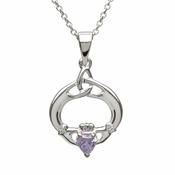 Sterling Silver Claddagh &amp;amp; Trinity Knot June Birthstone Pendant image