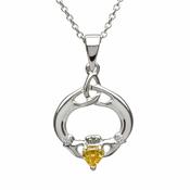 Sterling Silver Claddagh &amp;amp; Trinity Knot November Birthstone Pendant image