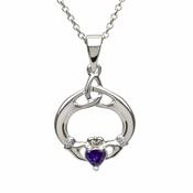 Sterling Silver Claddagh &amp;amp; Trinity Knot September Birthstone Pendant image