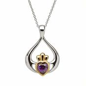 Sterling Silver Gold Plate Claddagh Pendant