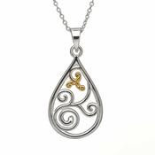 Sterling Silver Gold Plate Trinity Tear Drop Pendant