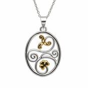 Sterling Silver Gold Plate Trinity &amp;amp; Shamrock Pendant