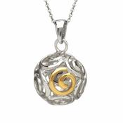 Sterling Silver &amp;amp; Gold Plated Celtic Ball Pendant