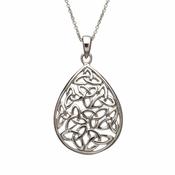 Sterling Silver Tear Drop Trinity Knot Pendant
