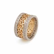 14ct Gold Trinity Knot Band With Diamond Rims