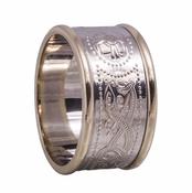 Silver Wide Ardagh Band With Heavy 10Kt Yellow Rims image