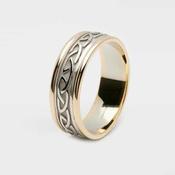 Celtic Knot Raised Pattern Narrow Band, With Light Gold Rims