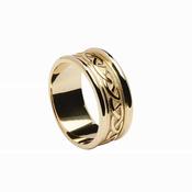Celtic Knot Raised Pattern Yellow Gold Band, With Light Gold Rims image