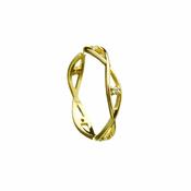 Celtic Weave Yellow Gold Narrow Band Set With 0.08Ct Diamonds, Ladies