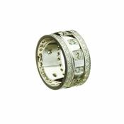 Trinity Knot Square Embossed Narrow Band With 0.90Ct Diamond Set Rims