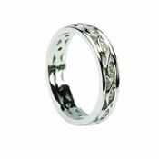 Celtic Weave Narrow Band Set With 0.10Ct Diamonds &amp;amp; Narrow White Rims, Ladies