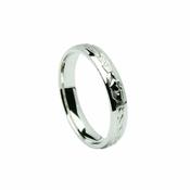 Celtic Claddagh Pattern Narrow Band, White Gold