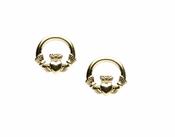 10Ct Gold Classic Stamped Claddagh Earrings 10Mx10M