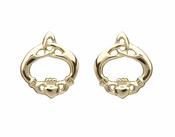 10Ct Gold Claddagh Earrings With Trinity Knot Incorporated 13Mx11M