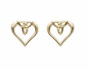 10Ct Gold Trinity Knot Heart Stud Earrings