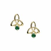 10Ct Gold Trinity Knot Earrings With Green Agates 12Mx9M