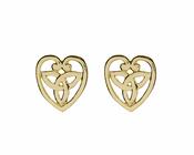 10Ct Heart With Trinity Knot Center Stud Earrings