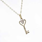 10Ct Gold &amp;amp; Rhodium Plated Trinity Knot Key Of Ireland Pendant