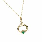 10Ct Green Agate Set Claddagh