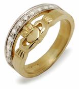 10Kt Cz Claddagh Double Band
