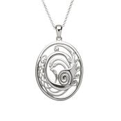 Silver Children of Lir Oval pendant small