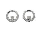 Sterling silver classic Claddagh design stud earrings