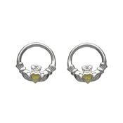 Sterling silver Claddagh design studs with Connamara Marble inset