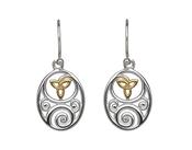 Sterling silver oval Celtic design lever back earrings