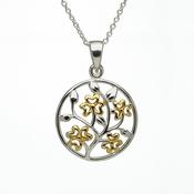 Sterling silver Celtic design circle with rose gold plaited Shamrocks