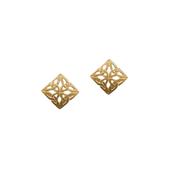 10ct gold square Trinity knot design design stud earrings