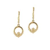 10ct yellow lever back Claddagh design earrings