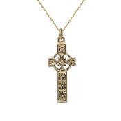 10ct yellow gold double sided Celtic design cross on 18" chain