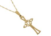 10ct yellow gold Celtic design Trinity knot design cross on 18" chain