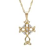 10ct Trinity knot design and diamond cross