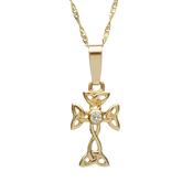 10ct yellow gold diamond set Celtic design cross