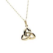 10ct yellow gold classic puffed Trinity knot design pendant on 18twist chain