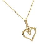 10ct yellow gold heart pendant with Trinity knot design