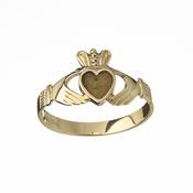 10ct gold Claddagh design ring with Connemara Marble