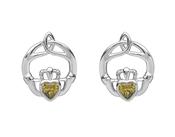 Sterling silver children birthstone stud earrings Aug (Peridot cz)