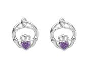 Sterling silver children birthstone stud earrings Feb (amethyst cz)