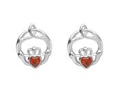 Sterling silver children birthstone stud Earrings Jan (garnet cz)