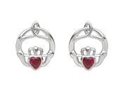 Sterling silver children birthstone stud earrings Jul (Ruby cz)