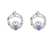 Sterling silver Children birthstone stud earrings March (aqua cz)