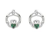 Sterling silver children birthstone Stud earrings May (Green CZ)