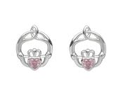 Sterling silver Children birthstone stud earrings Oct (Pink cz)