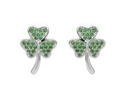 Silver Shamrock Stud earrings set with Green cz