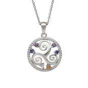 Sterling silver circular Newgrange spiral design pendant
