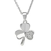 Sterling silver Shamrock design  pendant set with cubic zirconias