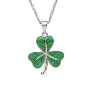 Sterling silver shamrock pendant with Green Enamel
